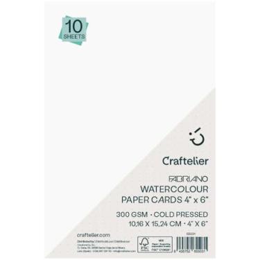 Imagem de Craftelier – Pacote com 10 cartões de aquarela, papel prensado a frio FSC, qualidade premium 300 g/m2, tamanho 10,16 x 15,24 cm, ideal para técnicas de aquarela e mídia mista