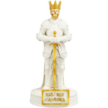 Imagem de Estátua Exu Rei Caveira Umbanda Candomblé (Cor Mármore Dourado)