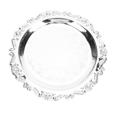 Imagem de Asixxsix Bandeja de Servir Gravada Floral, Bandeja Decorativa de Espelho de Prata Vintage Com Design Floral para Comida de Festa, Aperitivos, Sobremesas, Frutas, Uísque, Charcutaria (20cm)