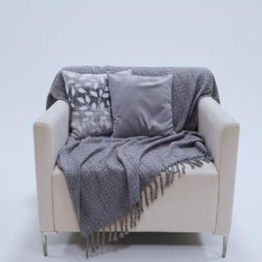 Imagem de Manta Para Sofá 100% Algodão 2,40x1,80mts Acabamento Premium (Preto Mesclado)