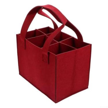 Imagem de 2 bolsas de feltro de vinho tinto, bolsa de vinho para 6 garrafas, 25 x 18 x 16 cm