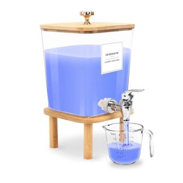 Imagem de Recipientes para dispensador de detergente líquido com torneira de aço inoxidável, dispensador de amaciante de roupas com sabão líquido para lavanderia (quadrado)