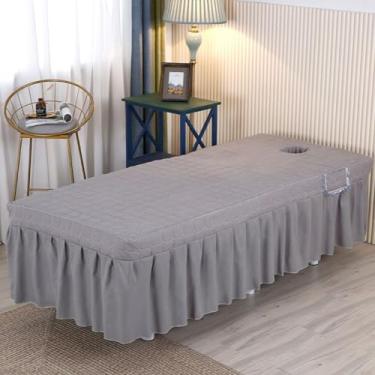 Imagem de Lençol de mesa de massagem, simples, cor sólida, acolchoado, massagem, confortável, respirável, spa, massagem, salão de beleza, salão, salão, pele, fumigação, elástico, roupa de cama-cinza||70 * 185