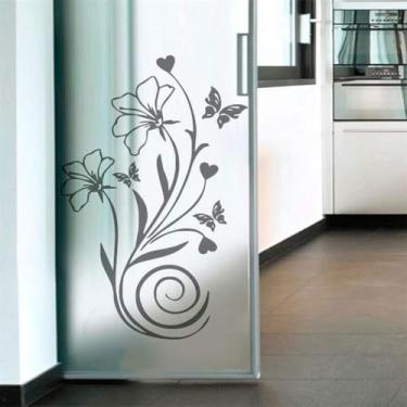 Imagem de Adesivo de Parede Floral Primavera Decorativo Vinil Autoadesivo para Quarto Sala Cozinha (MAGENTA,Medio - 50x75cm)