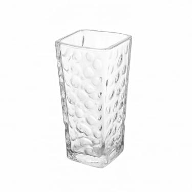 Imagem de Vaso de Vidro Quadrado com Textura Martelada Transparente Decorativo