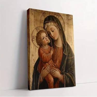 Imagem de Arte de parede em tela retrô emoldurada da Virgem Maria Nossa Senhora e o Menino Jesus, pôster de cura espiritual da Bíblia de pintura imagens católicas inspiradoras decoração de parede de casa para