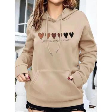 Imagem de Moletom Feminino Corações Tumblr com Capuz e Bolso Casaco Premium Algo