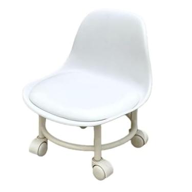 Imagem de Banqueta pequena de acrílico com rodas universais silenciosas para crianças(Banqueta Toda Branca)