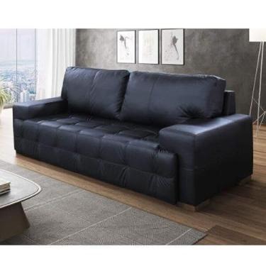 Imagem de Sofá 3 Lugares Couro Natural Roma Scala Decor Preto