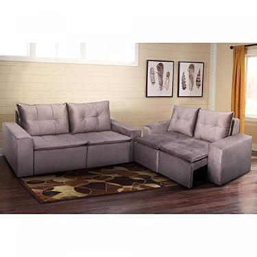 Imagem de Conjunto de Sofá Retrátil 2 e 3 Lugares Paraty Móveis Montreal Legacy Tabaco