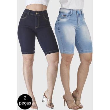 Imagem de Kit 2 Bermudas Jeans HNO Jeans Ciclista Azul e Azul Escuro, 54