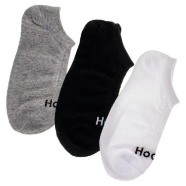 Imagem de Kit com 3 pares de meias invisíveis hoahi - 18034, Preto, Branco, 33/3