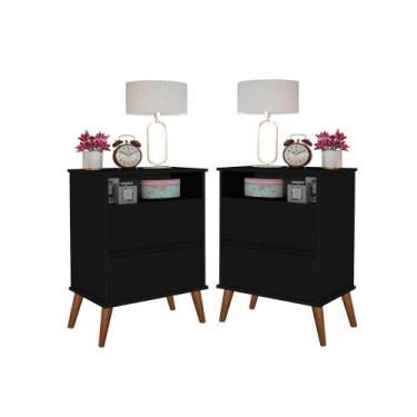 Imagem de Kit Mesa de Cabeceira Onix Mizza Decor - São Miguel, Preto