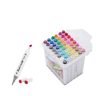 Imagem de Um conjunto de marcadores de ponta dupla, cada conjunto contendo 24/36/48/60 marcadores, com tampas. (48 cores)