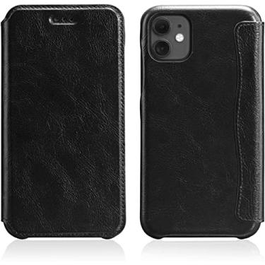 Imagem de MURVE Capa para iPhone 14/14 Plus/14 Pro/14 Pro Max, capa fólio vintage de couro PU com ranhuras para cartões Kickstand fecho magnético capa de telemóvel flip à prova de choque (cor: preto, tamanho: