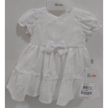 Imagem de Vestido Branco Luxo Batizado Bebê Menina Paraiso Verão 13956, Branco, 