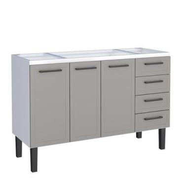 Imagem de Gabinete de Aço Para Pia 140cm Juno/Apolo 4 Gavetas Cozimax Cinza Argi