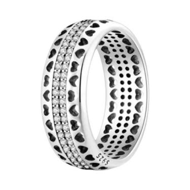 Imagem de Anel De Pedra Coração Luminosa Vermelha Em Forma De Floco De Neve Com 