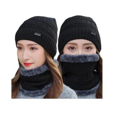 Imagem de Conjunto De Gorro E Cachecol De Tricô Quente Para Ciclismo Outono Inve