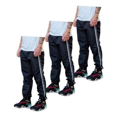Imagem de Kit 3 Calças Tactel Jogger Elastico Na Barra Promocional 017 - J94, 3 