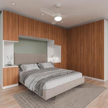 Imagem de Guarda Roupa Modulado De Casal 12 Portas 6 Peças 2 Mesas De Cabeceira Hera Cabecasa Madeiramadeira Branco Geada/Louro