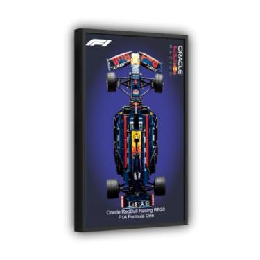 Imagem de Quadro Moldura Expositor para Carro F1 RedBull RB20, Tamanho 50x80cm, Impressão UV no Acrílico, Incluso 2 Ganchos, Moldura Preta (A)