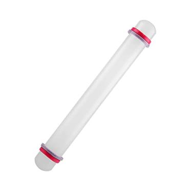 Imagem de Cryfokt Rolo Ajustável Antiaderente para Ferramenta de Cozimento de Espessura Uniforme de Massa para Rolo de Massa de Bolo Fondant para Biscoitos de Pastelaria, Plástico, 9,1 X 1 pol.
