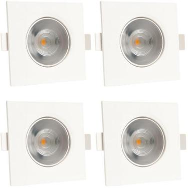 Imagem de Kit 4 Spot Led Quadrado Direcionável 5W 4000K Bivolt Neutro - Design S