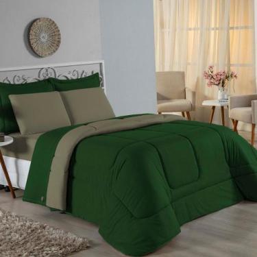 Imagem de Kit Edredom Dupla Face + Jogo de Lençol Queen Nobre 6 peças Malha 100%