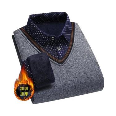 Imagem de Camisa Polo Vintage De Manga Longa Para Homens, Suéter Casual Quente E