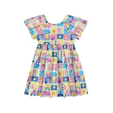Imagem de Vestido Infantil Menina Estampado Flores e Bichos Alakazoo-Feminino
