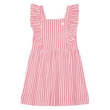 Imagem de Vestido Curto infantil menina Brandili Listrado Rosa-Feminino