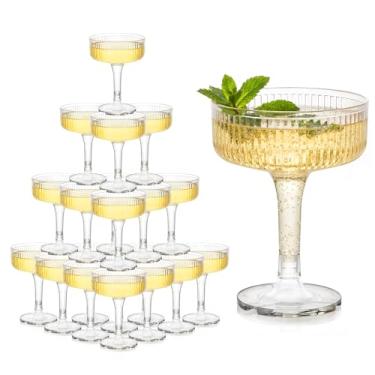 Imagem de Houmury 20 peças de taças de vinho de plástico de 20 ml, taças de vinho inquebráveis de plástico, taças de champanhe, taças reutilizáveis de acrílico transparente para festa de aniversário (20)