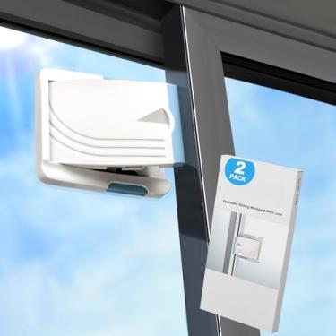 Imagem de STERGDE Fechadura de porta deslizante pacote com 2, trava de segurança infantil para portas de vidro deslizantes, fácil de instalar, mantém seu bebê fora de perigo, para portas de vidro deslizantes