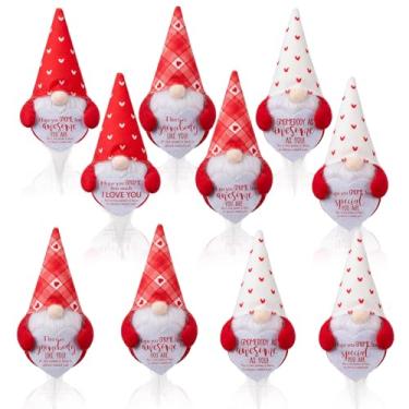 Imagem de Kathfly 12 conjuntos de presentes de dia dos namorados, decoração de gnomo em massa, vermelho, enfeites de mesa de dia dos namorados, bonecas de pelúcia com agradecimento, coração, feltro, cartões de