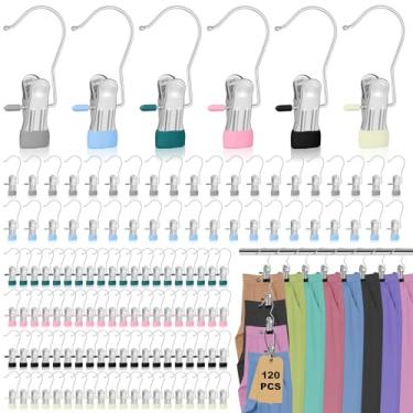 Imagem de 120 peças de organizador de leggings para pendurar no armário – cabides de jeans de aço inoxidável com clipes, cabides de saia multiuso com clipes para calças, shorts, toalhas, armazenamento de botas