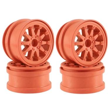 Imagem de MYHWDRNU Peças de carro RC compatíveis com Axial para SCX10 para Wraith para Traxxas para TRX4 D90 1/10 Peças de carro RC 4 peças de plástico Beadlock 5.6 cm Roda Hub Roda Jante (Vermelho)