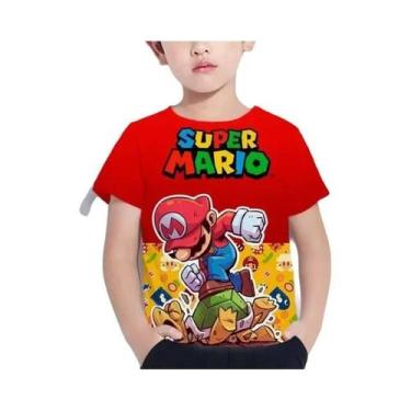Imagem de Camiseta Infantil Super Mario Para Meninos E Meninas Mario Bros, Camis