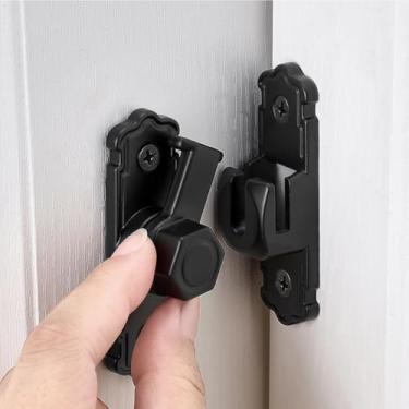 Imagem de Wocoe 2 pacotes pretos 90/180° fechaduras de porta de celeiro, fechadura de porta de ângulo reto, trava flip de liga de alumínio para armários, celeiro, banheiro, janelas, jardins, armários e gaiolas