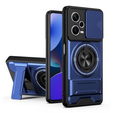 Imagem de SORAKA Capa para Xiaomi Redmi Note 12 Pro 5G com suporte,proteção de lente com janela e capa dupla de PC e TPU compatível com suporte magnético para carro