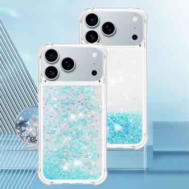 Imagem de Capa transparente com glitter e areia movediça líquida para iPhone 17 Air 16 PM 15 14 Plus 13 12 11 Pro Max 16e, capa protetora antirreflexo, YB, LS, L11, para iPhone 15 Pro
