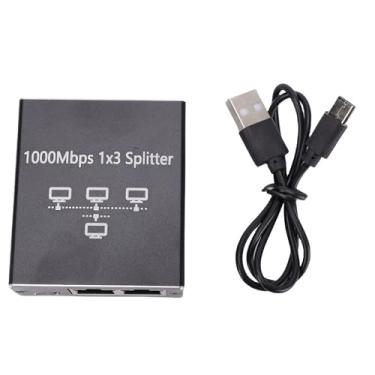 Imagem de GOWENIC Divisor Gigabit Ethernet 1 a 3, 1000 Mbps Divisor de Rede de Alta Velocidade Adaptador RJ45, de Cabo de Internet Switch Rede Gigabit para Roteador de Porta LAN