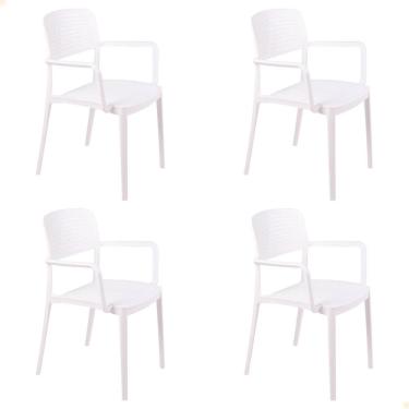 Imagem de Kit 4 Cadeira Tramontina Serena Em Polipropileno Cor Branco Com Braços 92097010