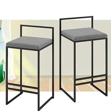 Imagem de KIDYBO Conjunto de 2 bancos de bar com altura de balcão com encosto para cadeira de bar alta com apoio para os pés e cadeiras de jantar de veludo com estrutura de metal resistente para café da manhã