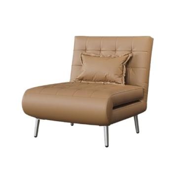 Imagem de Sofá cama de encosto ajustável multifuncional moderno, espreguiçadeira, adequado para apartamentos pequenos, salas de estar, quartos, corredores (marrom, 90 cm)