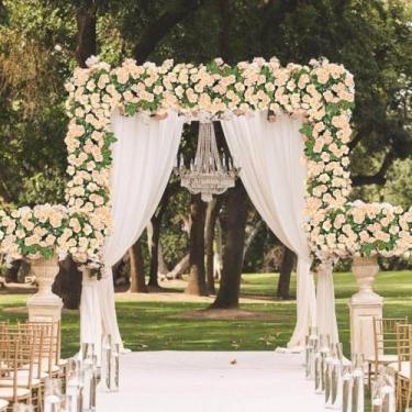 Imagem de 177,8 cm, flores artificiais de videira rosa, guirlanda de folhas verdes para arco de casamento, faça você mesmo, planta falsa, jardim, parede, festa de casa, decoração de primavera (cor champanhe)