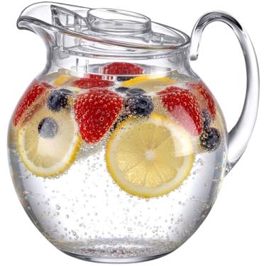 Imagem de Amazing Abby - Vively Max - Jarra de plástico (3,5 ml), jarra de água transparente com tampa, jarro de geladeira, livre de BPA, à prova de estilhaçamento, ótimo para chá gelado, sangria, limonada