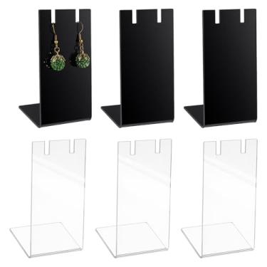 Imagem de 6 peças de suporte de brinco de acrílico organizador de brincos em forma de L suporte de exibição de joias para joias penduradas inclinadas ack showcase brincos expositores armazenamento 3,5 x 4,8 x