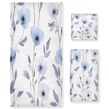 Imagem de xigua Conjunto de toalhas de banheiro floral em aquarela absorvente macio 3 peças toalha de banho toalha de mão toalhas decorativas para banheiro, academia, hotel, praia, piscina