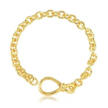 Imagem de Pulseira Radhau Com Elos Feminina Folheada A Ouro 18k - Radhau Joias, 